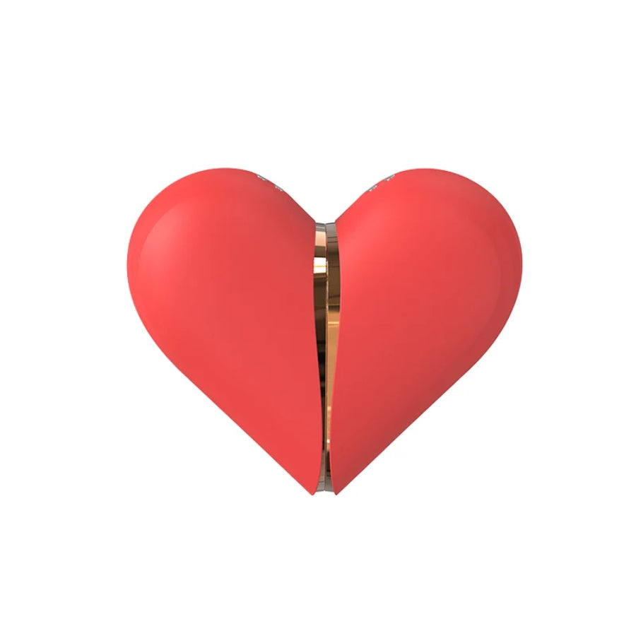 Heart-shaped 2-in-1 clitoral vibrator with tongue-licking and suction features in soft silicone