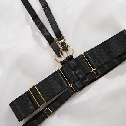 Capri Lace Lingerie Set with floral lace bra, thong and suspender belt displayed flat.