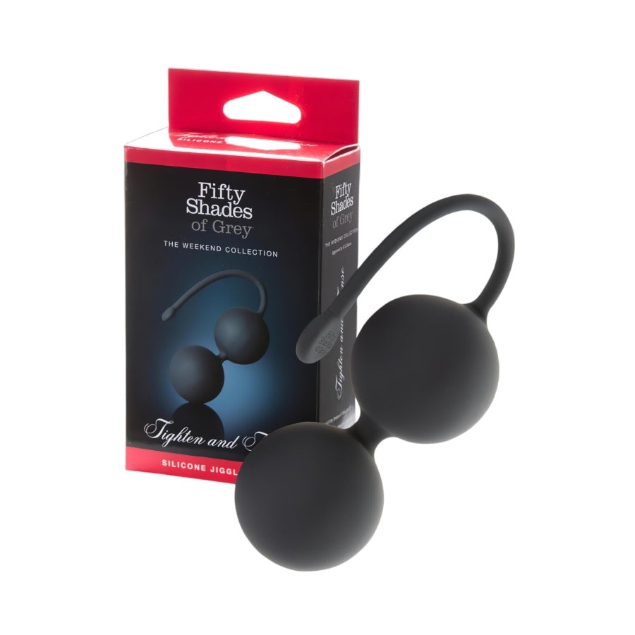 Fifty Shades of Grey Tighten & Tense silicone jiggle balls with retail packaging.