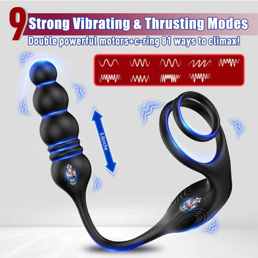 The Vibrating Cock and Ball Ring with Prostate Massager
