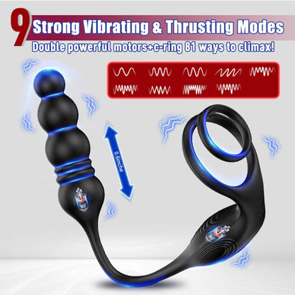 The Vibrating Cock and Ball Ring with Prostate Massager