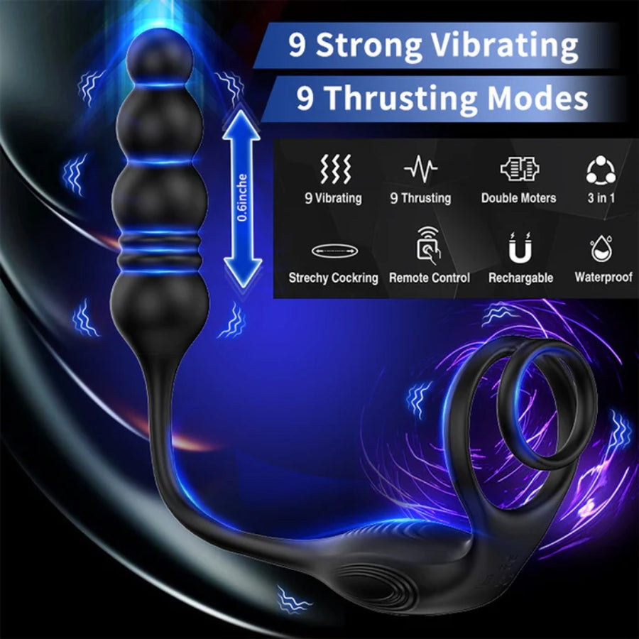 The Vibrating Cock and Ball Ring with Prostate Massager