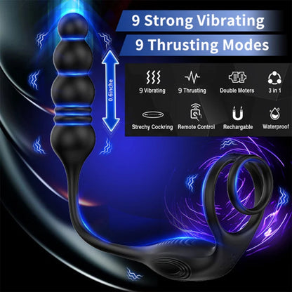 The Vibrating Cock and Ball Ring with Prostate Massager