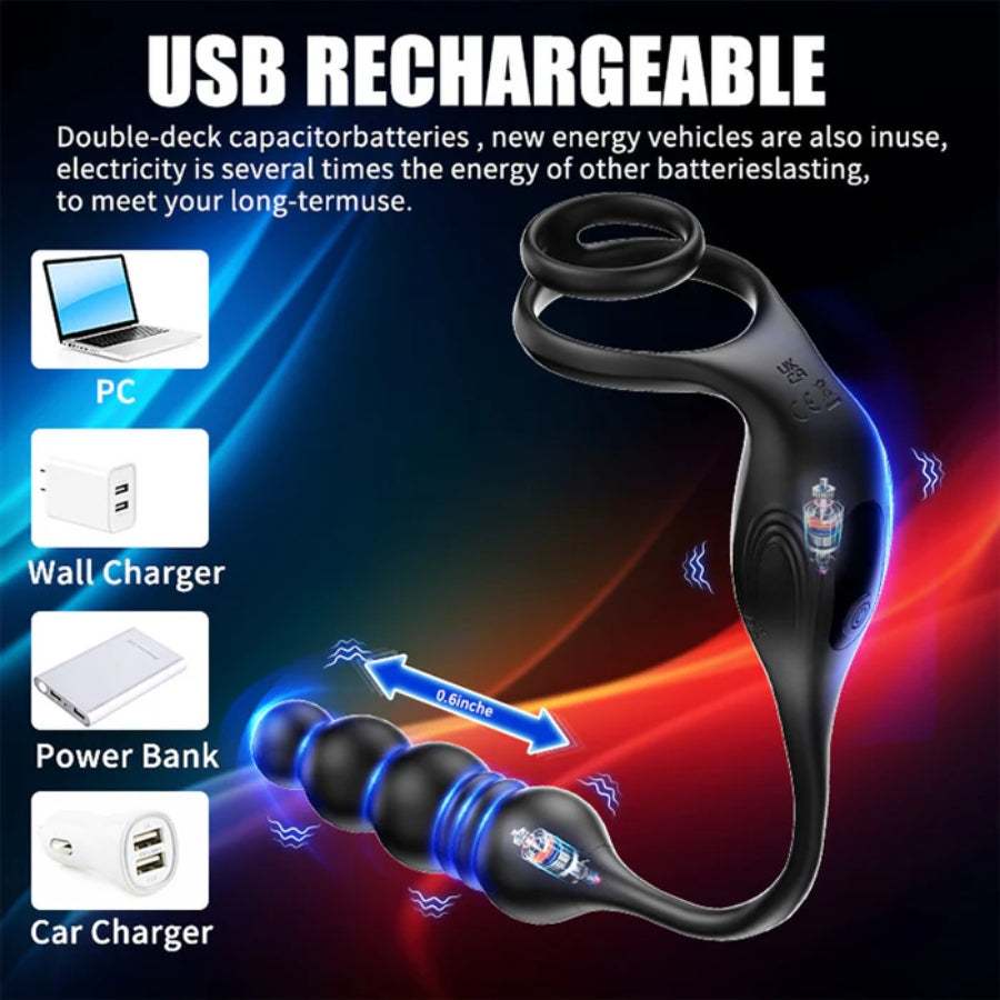 The Vibrating Cock and Ball Ring with Prostate Massager